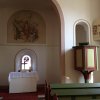 Altar und Kanzel in der Evangelischen Kirche Ober-Moos