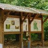 Eine Infotafel weist auf den FriedWald Reinhardswald als Ort der letzten Ruhe hin. Hier finden Besucher Erläuterungen zum FriedWald-Konzept sowie einen Lageplan zur Orientierung im Bestattungswald.