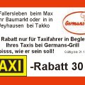 Coupon Taxifahrer essen mit Rabatt bei Germans Grill